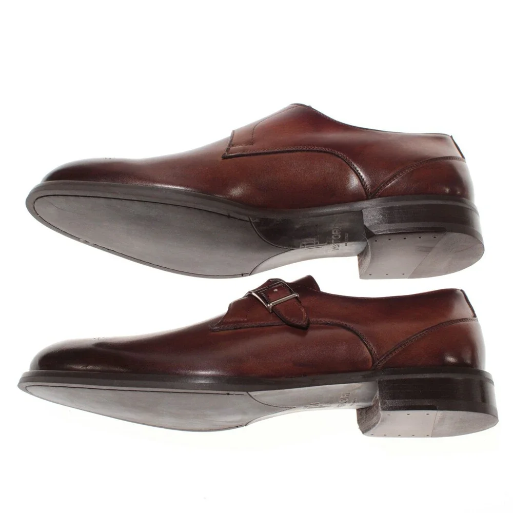 Pastori NWB Single Monk Strap Dress Shoes Size 12 US in Brown Leather
